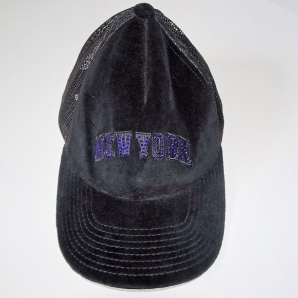 New York Knicks * RARE * Velour Black Rhinestone SnapBack Hat - Picture 1 of 6